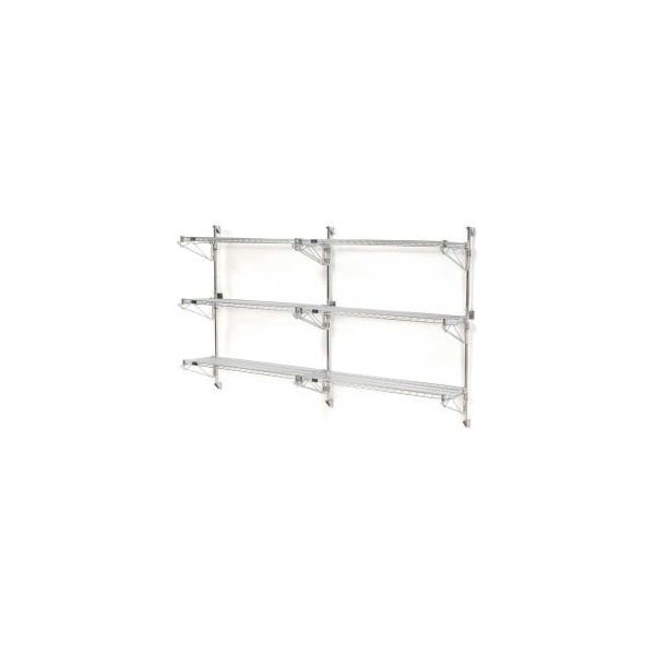 Global Equipment Nexel Chrome Wall Mount Wire Shelving 30"W x 14"D x 54